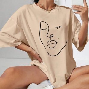 Abstract Woman Face Tee - Y2K Aesthetic Clothing for Trendy Looks