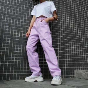 Aesthetic Lavender Y2K Pants - Trendy 2000s Style for Modern Fashionistas