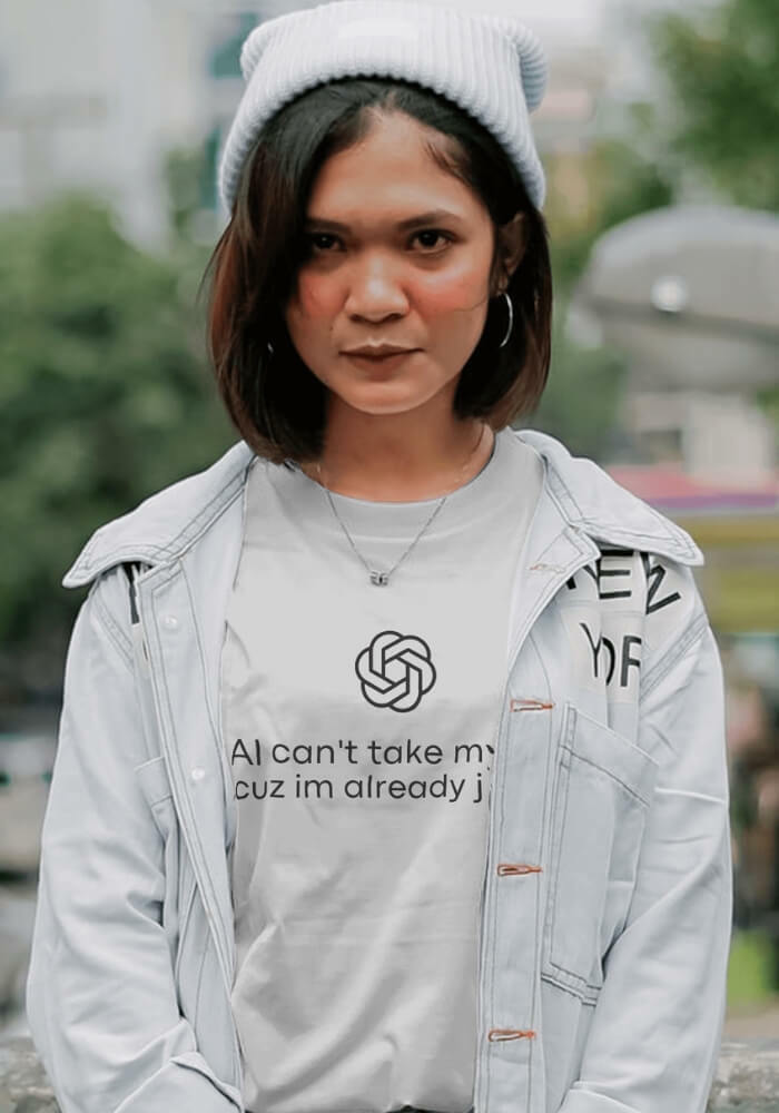 AI Can't Take My Job Tee - Y2K Fashion Inspired 2000s Style Top