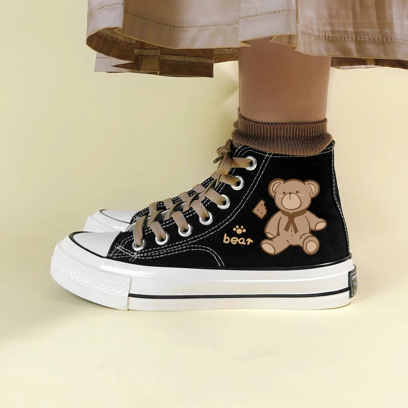 Bear Lace Up Canvas Shoes - Y2K Fashion Essential for Trendy Outfits