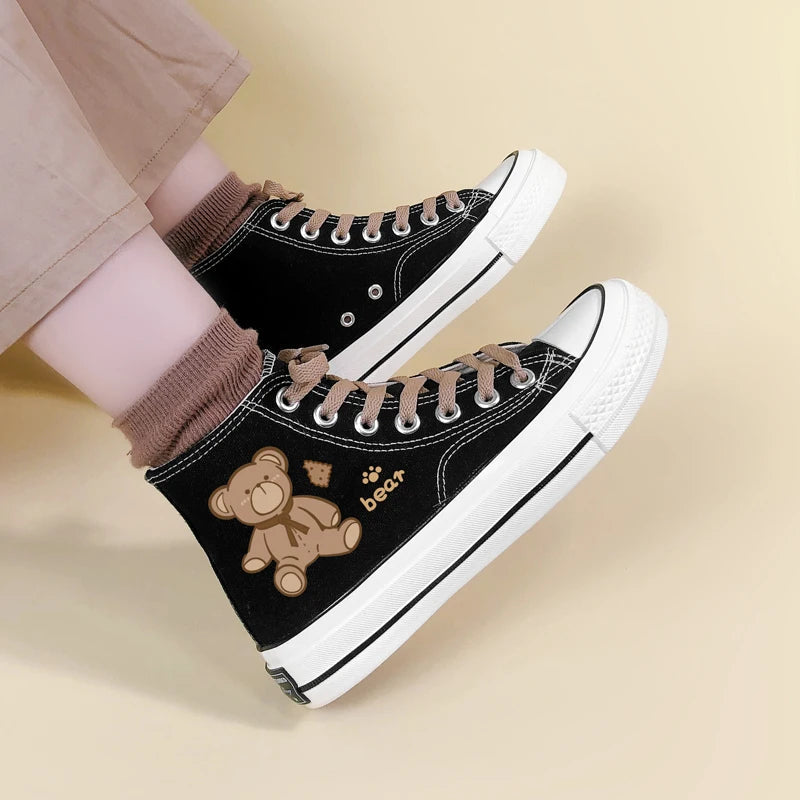 Bear Lace Up Canvas Shoes - Y2K Fashion Essential for Trendy Outfits