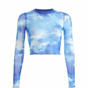 Blue Sky Top: Trendy Y2K Fashion for Effortless 2000s Style