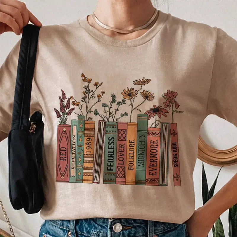 Books & Flowers Y2K Aesthetic Tee - Trendy 2000s Fashion Top