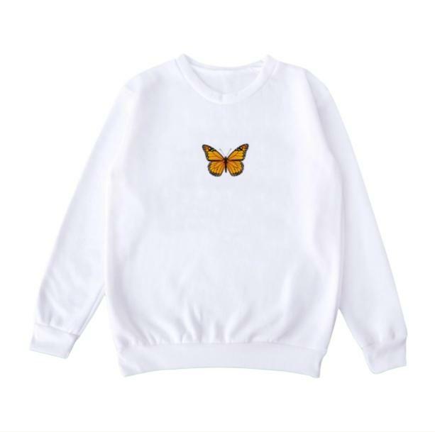 Butterfly White Sweatshirt - Y2K Aesthetic for Trendy 2000s Style