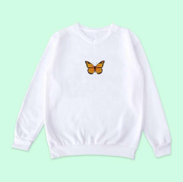 Butterfly White Sweatshirt - Y2K Aesthetic for Trendy 2000s Style