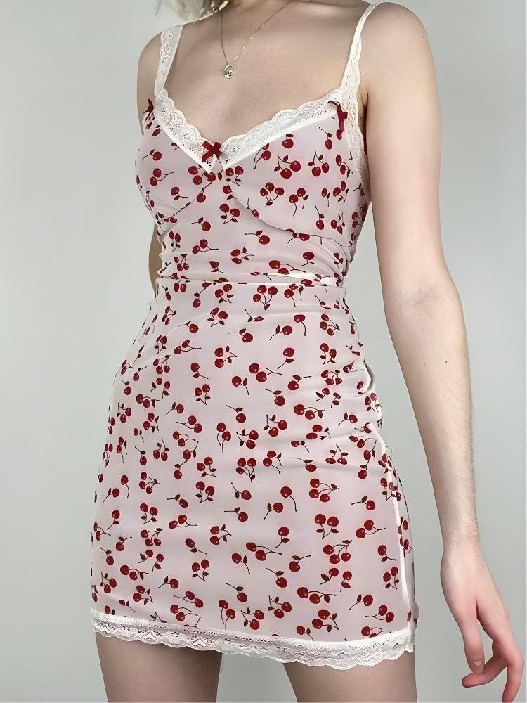 Coquette Cherry Mini Dress - Y2K Fashion Inspired 2000s Style Outfit