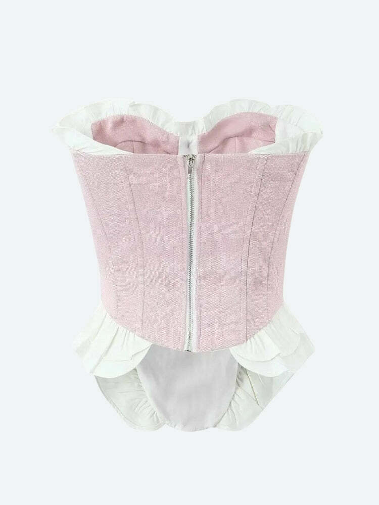 Coquette Pink Corset Top - Y2K Fashion Essential for 2000s Style Outfits