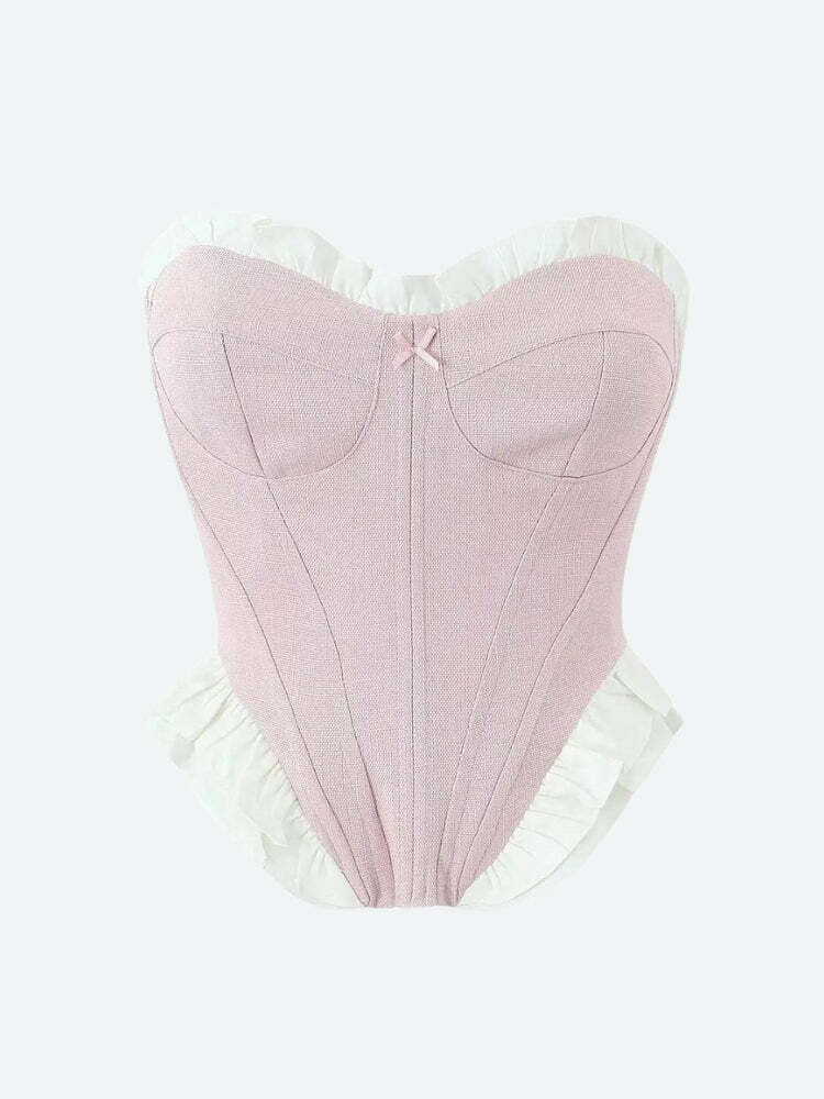 Coquette Pink Corset Top - Y2K Fashion Essential for 2000s Style Outfits