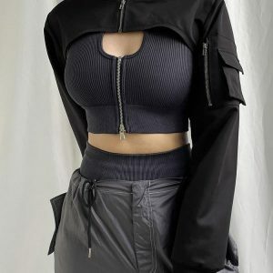 Cyberpunk Bolero Jacket - Y2K Fashion Statement for Bold Style