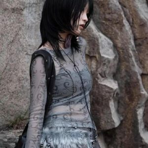 Cyberpunk Sheer Top: Y2K Fashion Essential for Trendy Outfits