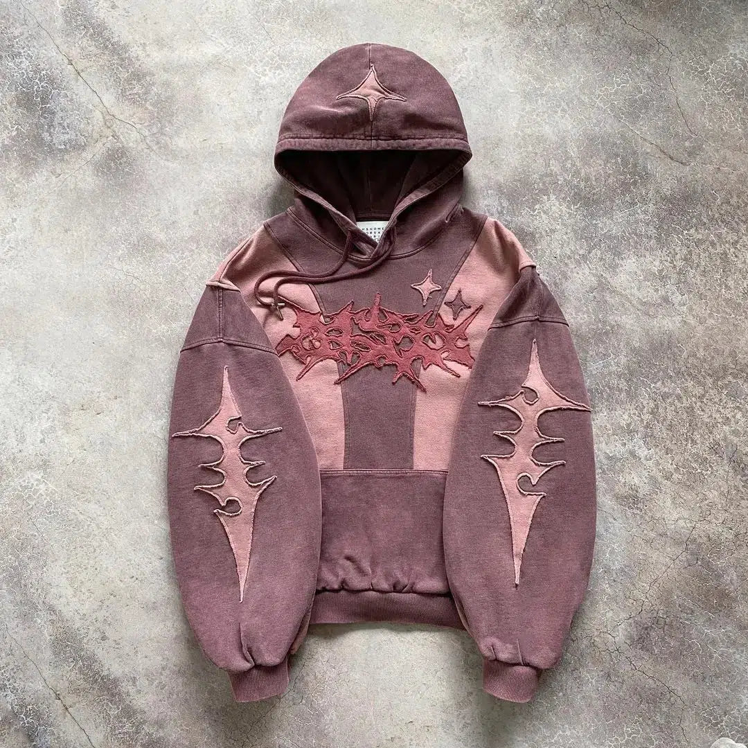 Cyberpunk Y2K Fashion Patch Hoodie - Futuristic 2000s Style