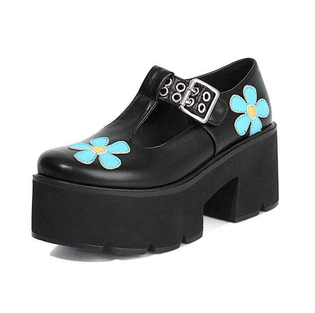 Daisy Chunky Heel Shoes - Y2K Fashion Statement for 2000s Style Outfits