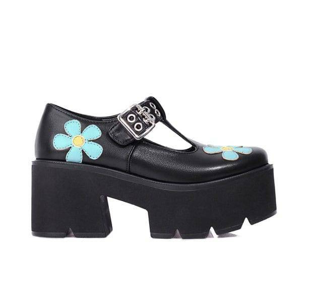 Daisy Chunky Heel Shoes - Y2K Fashion Statement for 2000s Style Outfits