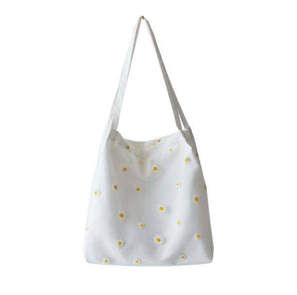 Daisy Embroidered Tote Bag - Y2K Fashion Essential for 2000s Style