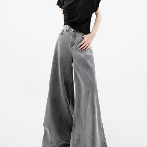 Dark Wash Super Wide Leg Jeans - Y2K Fashion Essential for 2000s Style