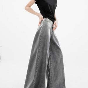 Dark Wash Super Wide Leg Jeans - Y2K Fashion Essential for 2000s Style