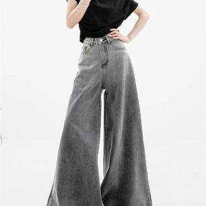 Dark Wash Super Wide Leg Jeans - Y2K Fashion Essential for 2000s Style