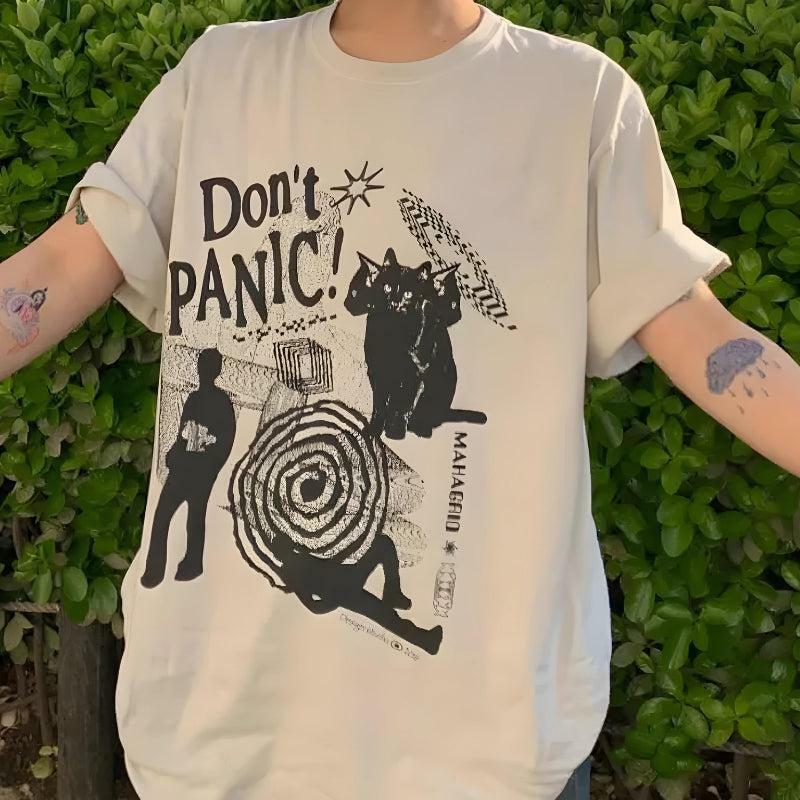 Don't Panic Tee - Y2K Fashion Essential for 2000s Style Lovers