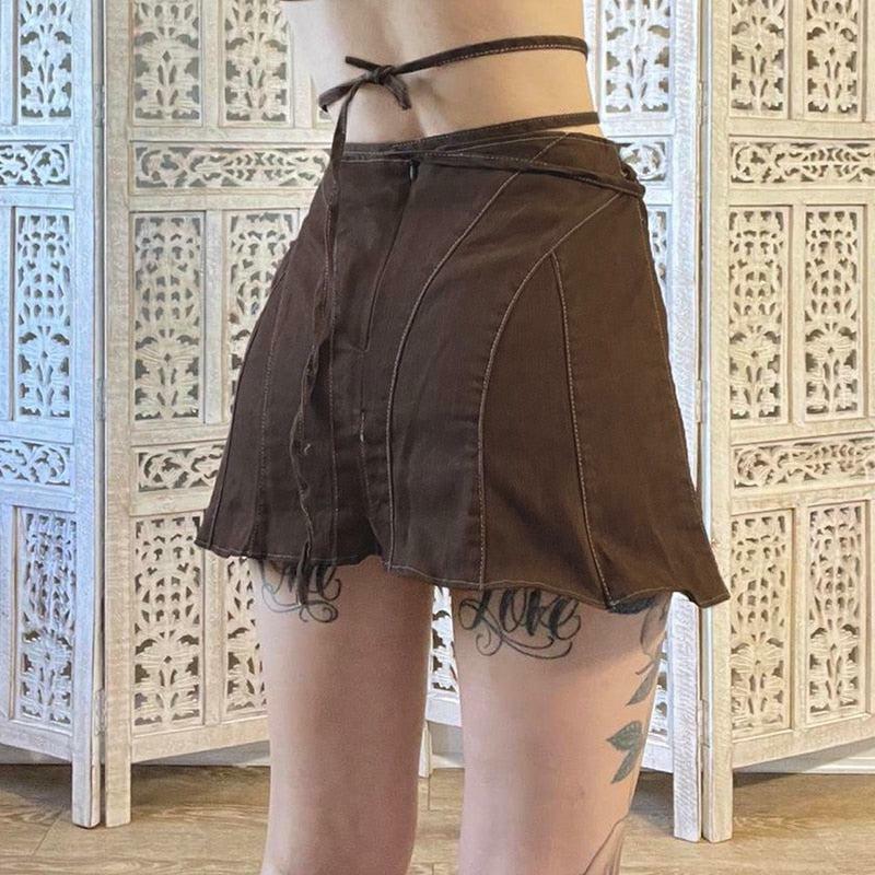 Fairy Grunge Lace-Up Mini Skort - Y2K Fashion Essential for 2000s Style