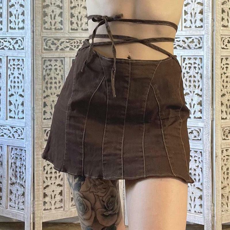 Fairy Grunge Lace-Up Mini Skort - Y2K Fashion Essential for 2000s Style