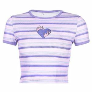 Flaming Heart Crop Top - Y2K Fashion Essential for Trendy Outfits