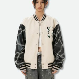 Floral Embroidered Bomber Jacket - Y2K Fashion Statement Piece