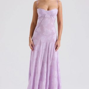 Floral Lace Up Maxi Dress - Embrace Y2K Fashion with 2000s Style