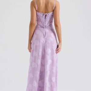 Floral Lace Up Maxi Dress - Embrace Y2K Fashion with 2000s Style