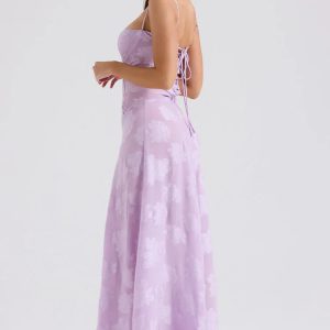 Floral Lace Up Maxi Dress - Embrace Y2K Fashion with 2000s Style