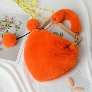 Fluffy Heart Bag: Embrace Y2K Fashion with Adorable 2000s Style