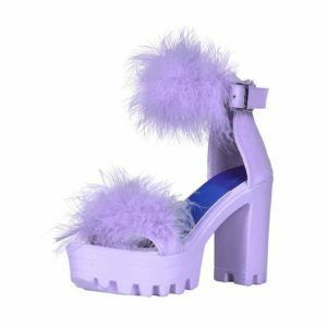 Fluffy Open Toe Party Shoes - Y2K Fashion Must-Have for Trendy Looks