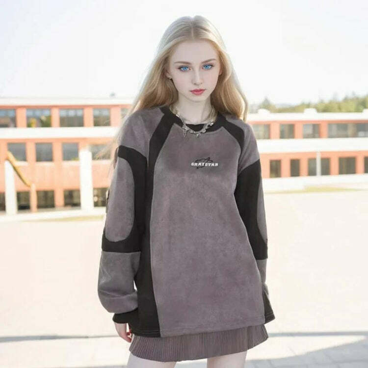 Geometric Shaped Graystar Sweatshirt - Y2K Fashion Essential