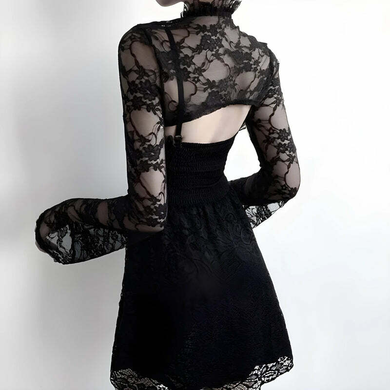 Goth Sheer Lace Bolero - Y2K Fashion Essential for 2000s Style Outfits