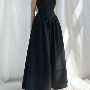 Goth Strap Maxi Dress - Y2K Fashion Inspired 2000s Style Outfit