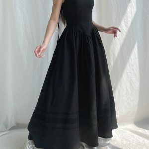 Goth Strap Maxi Dress - Y2K Fashion Inspired 2000s Style Outfit