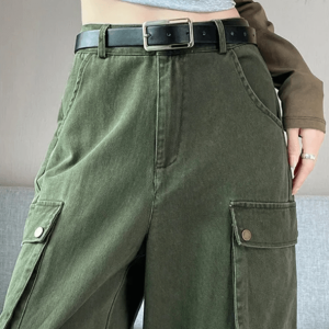 Grassy Green Y2K Cargo Jeans - Trendy 2000s Style for Effortless Looks