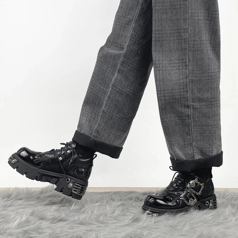 Grunge Fire Chunky Platform Shoes - Y2K Fashion Must-Have Footwear