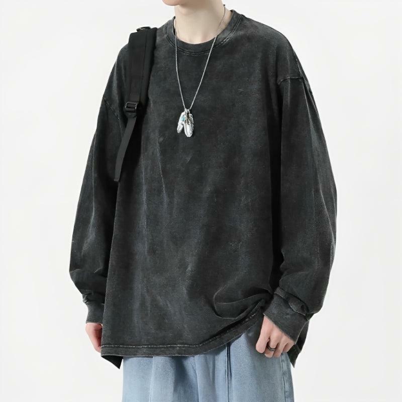 Grunge Oversized Distressed Basic Tee - Y2K Fashion Essential