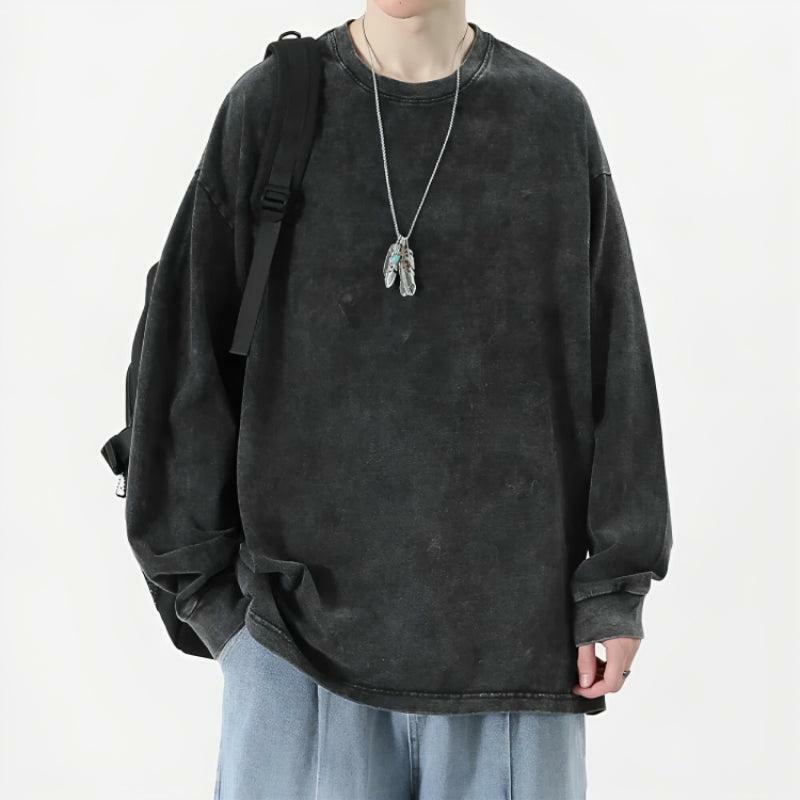 Grunge Oversized Distressed Basic Tee - Y2K Fashion Essential