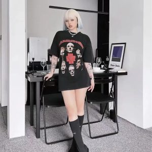 Grunge Rammstein Tee - Y2K Fashion Inspired 2000s Style Top