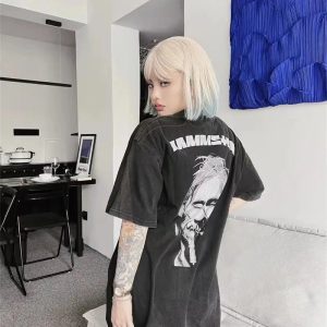 Grunge Rammstein Tee - Y2K Fashion Inspired 2000s Style Top