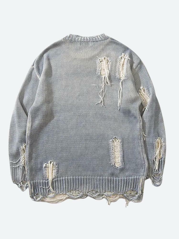 Grunge Tasseled Distressed Sweater - Y2K Fashion Essential for 2000s Style