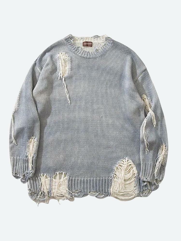 Grunge Tasseled Distressed Sweater - Y2K Fashion Essential for 2000s Style