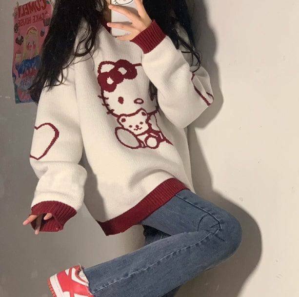 Hello Kitty Inspired Y2K Sweater - Trendy 2000s Fashion Aesthetic