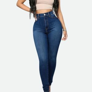 High Rise Denim Skinny Jeans - Embrace Y2K Fashion & 2000s Style