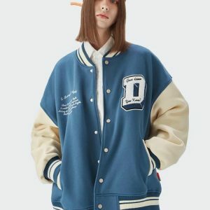 I Don't Give Damn Y2K Varsity Jacket - Trendy 2000s Fashion Statement