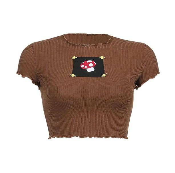 Indie Mushroom Crop Top - Y2K Fashion Aesthetic for Trendy Outfits