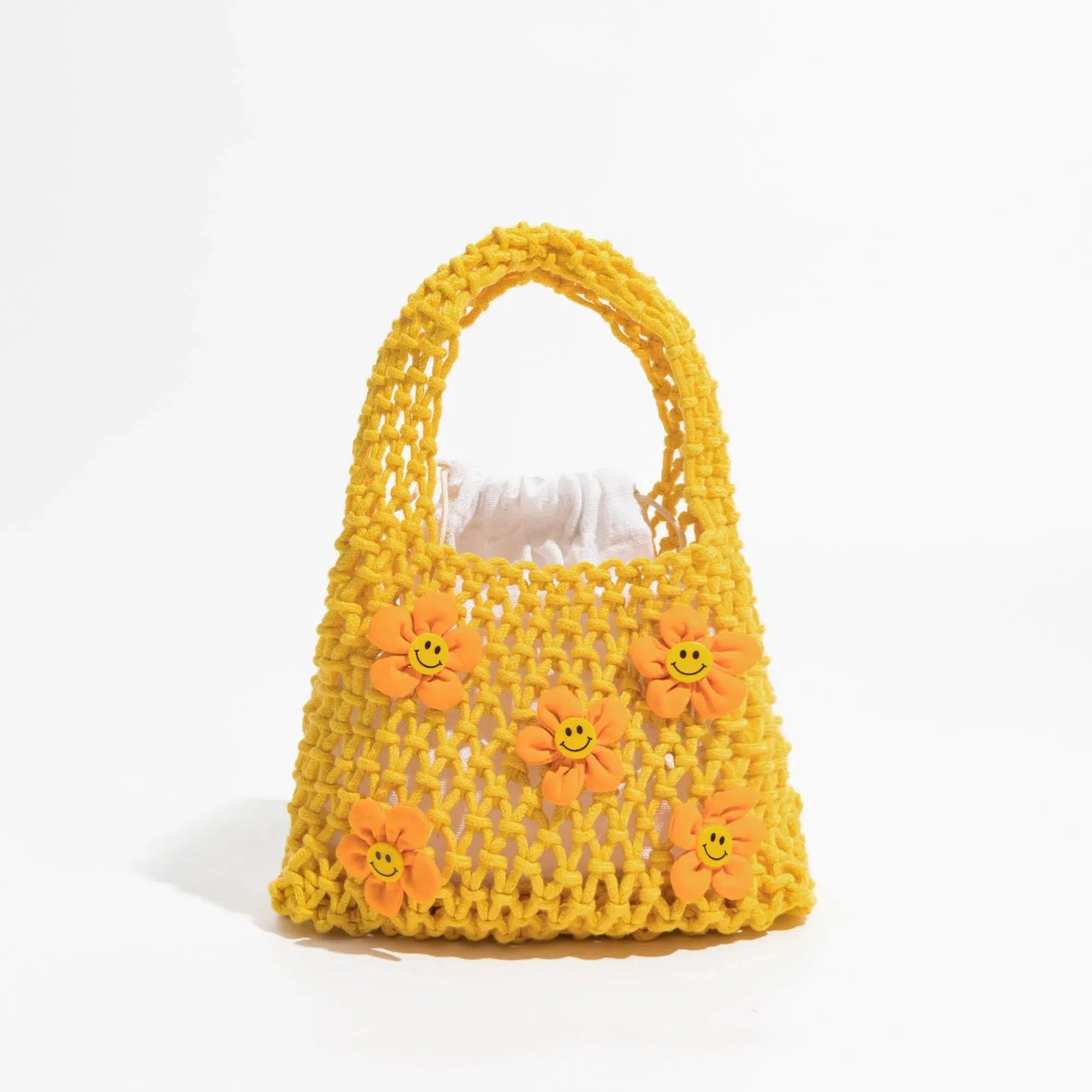 Indie Smiley Flowers Crochet Bag - Y2K Aesthetic 2000s Fashion Accessory