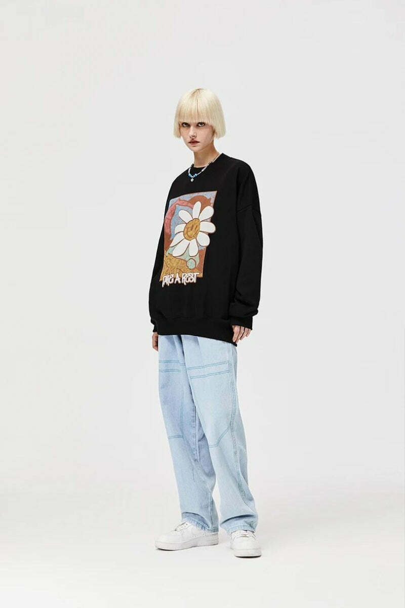 Indie Take a Rest Y2K Fashion Sweatshirt - 2000s Style Aesthetic Top