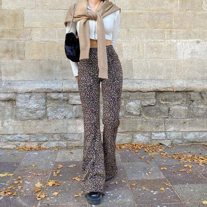 Indie Y2K Leopard Print Pants - Trendy 2000s Style for Unique Looks